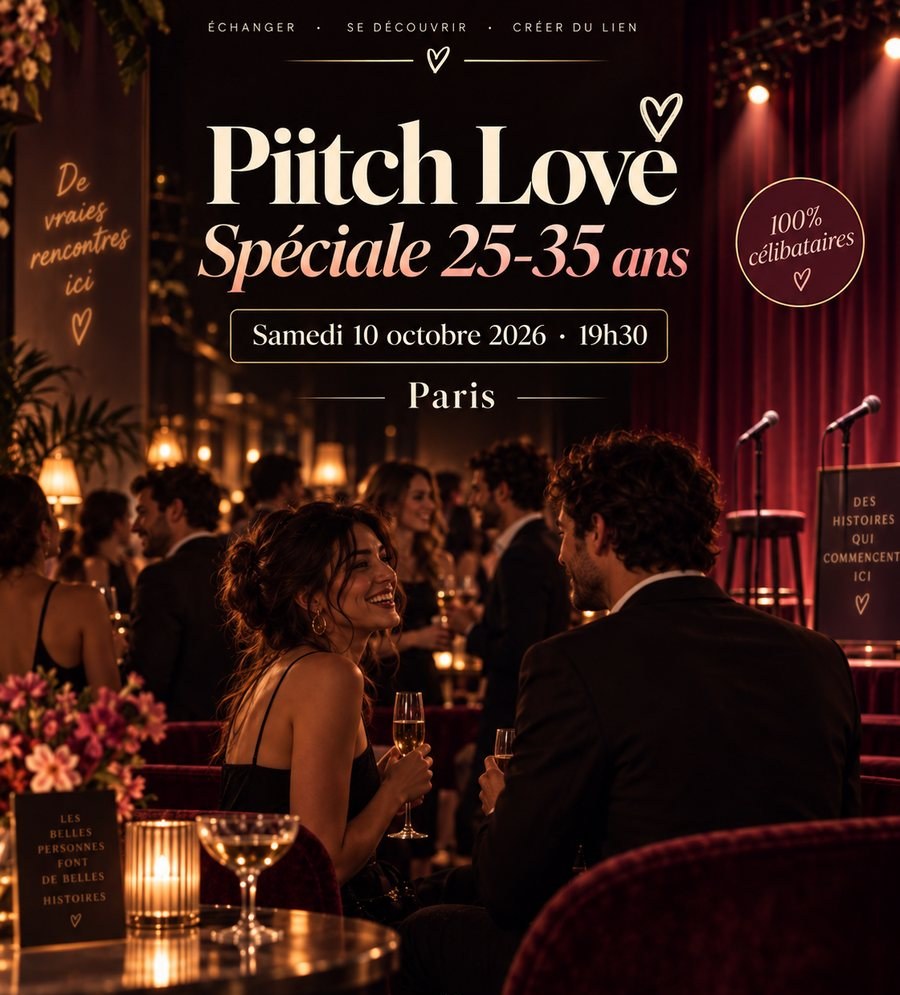 Affiche : Piitch Love · Spéciale 25–35 ans, Samedi 10 octobre 2026 à 19h30, Paris