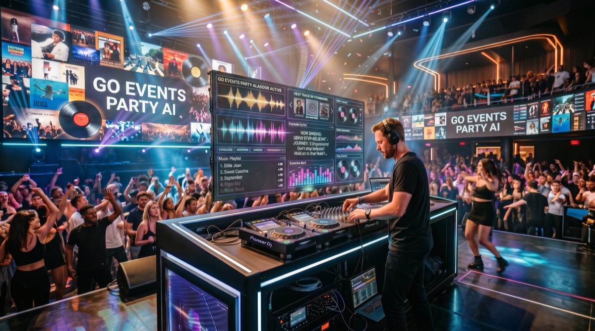 Go Events Party AI — soirée DJ, écrans GO EVENTS PARTY AI
